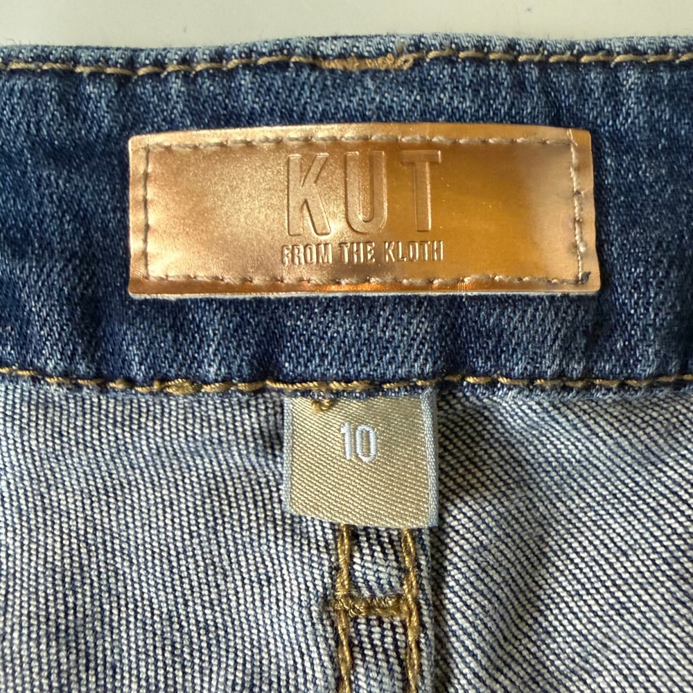 KUT from the Kloth Meg Wide Leg Jeans Womens 10 Blue High Rise Patch Pockets - Picture 3 of 15